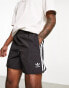 adidas Originals Adicolor polyester 3 stripe shorter shorts in black