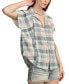 Фото #3 товара Women's Plaid Cotton Short-Sleeve Beach Shirt