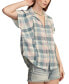 Women's Plaid Cotton Short-Sleeve Beach Shirt