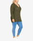 Фото #2 товара Plus Size Cara Cable V-neck Cardigan Sweater