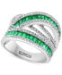 ფოტო #1 პროდუქტის EFFY® Emerald (1-7/8 ct. t.w.) & Diamond (5/8 ct. t.w.) Crossover Statement Ring in 14k White Gold