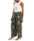 Фото #2 товара Women's Medallion Melody Wide Leg Satin Pants, Regular & Petite, Created for Macy's