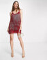 Фото #4 товара ASOS DESIGN embellished fringed mini dress in red