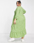 Glamorous Curve maxi smock dress in green white floral