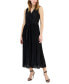 Women's Faux-Wrap Sleeveless Pleated Fit & Flare Maxi Dress