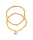 Gold Plated Pair of Bead Bracelets with Crystal Evil Eye