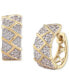 ფოტო #1 პროდუქტის Men's Diamond Brick Cluster Small Huggie Hoop Earrings (1/2 ct. t.w.) in 10k Gold, 0.6"