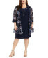 ფოტო #1 პროდუქტის Plus Size Floral Mesh Jacket and Contrast-Trim Sleeveless Dress