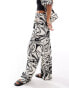 Vila wide leg trouser co-ord in mono swirl print