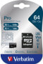 Verbatim Pro - 64 GB - MicroSDXC - Class 10 - UHS - 90 MB/s - 45 MB/s