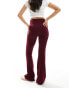 Фото #4 товара Bershka high waisted sculpting jersey flared trousers in burgundy