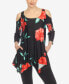 Фото #1 товара Women's Floral Printed Cold Shoulder Tunic Top