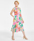 Фото #1 товара Women's 100% Linen Floral-Print Woven Sleeveless Dress, Created for Macy's