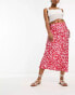 New Look midi skirt in red floral pattern