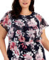 ფოტო #4 პროდუქტის Plus Size Floral-Print Flutter-Sleeve Midi Dress