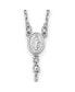 14k White Gold Diamond-cut Beaded Rosary Pendant Necklace 24"