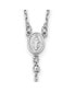 Diamond2Deal 14k White Gold Diamond-cut Beaded Rosary Pendant Necklace 24"