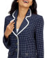 Women's Check Print Contrast Trim Skirt Suit, Regular and Petite Sizes