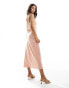 Pretty Lavish contrast trim satin slip midaxi dress in tan blush Hellbraun-Rosé/Butter, 40 - фото #3