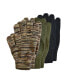 ფოტო #1 პროდუქტის Men's 3-pair Pack Grip Dot Assorted Gloves, Camo/Black/Loden, One Size