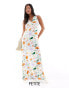 ONLY Petite floral print maxi dress in white