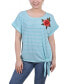 ფოტო #1 პროდუქტის Women's Short Sleeve Embroidered Tie Front Top