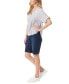 ფოტო #3 პროდუქტის Women's Demi Short-Sleeve Striped Button Front Shirt