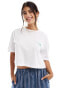 Фото #3 товара Miss Selfridge tennis club boxy cropped t-shirt in white