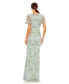 Фото #2 товара Women's Embellished Butterfly Sleeve Faux Wrap Gown
