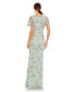 Women's Embellished Butterfly Sleeve Faux Wrap Gown