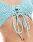 Cotton On tie front micro crop top in blue crochet