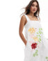 Фото #4 товара ASOS EDITION embroidered floral square neck midi dress in white