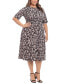 Plus Size Floral-Print Short-Sleeve Midi Dress