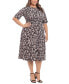 ფოტო #5 პროდუქტის Plus Size Floral-Print Short-Sleeve Midi Dress