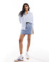 Stradivarius relaxed fit linen look shirt in blue BLAU, XS - фото #7