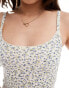 Фото #3 товара Miss Selfridge lace trim rib cami top in ditsy print