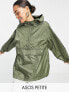 Фото #1 товара ASOS DESIGN Petite overhead rain jacket in khaki