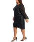 Фото #3 товара Plus Size Round-Neck Cape-Sleeve Sequin Sheath Dress