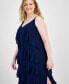 ფოტო #4 პროდუქტის Trendy Plus Size V-Neck Sleeveless Ruffle-Trim Gown