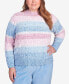 Фото #1 товара Plus Size Swiss Chalet Space Dye Chenille Stripe Mock Neck Sweater
