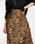 Фото #3 товара Violet Romance satin midi skirt in tiger print