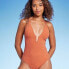 Фото #1 товара Women's Jacquard Rectangle Wire One Piece Swimsuit - Shade & Shore Orange S