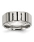 ფოტო #3 პროდუქტის Stainless Steel Center Black Cubic Zirconia Band Ring