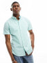 Фото #1 товара Polo Ralph Lauren icon logo short sleeve stripe seersucker shirt in green/white