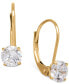 Solitaire Cubic Zirconia Hoop Earrings in 14k Yellow, White, or Rose Gold
