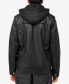 Men's Grainy Polyurethane Hooded Jacket with Faux Shearling Lining