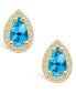 Фото #3 товара Topaz (2-1/10 ct. t.w.) and Diamond (1/3 ct. t.w.) Halo Stud Earrings in 14K Yellow Gold