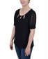 ფოტო #5 პროდუქტის Petite Short Sleeve Three-Ring Top