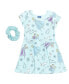 ფოტო #1 პროდუქტის Girls Princess Frozen Minnie Mouse Moana Mulan The Mermaid Cinderella Skater Dress Scrunchie to