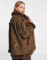 NA-KD bonded aviator jacket in brown